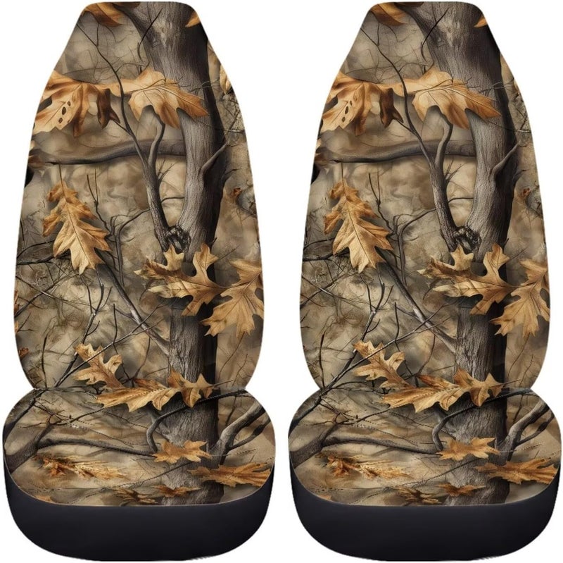 Howilath 2 Piece Car Front Seat Covers Set Anti-Slip Camo Oak Hunting Wood Auto Seats Protector Interior Accessories Fit SUV Sedan Truck - Image 3